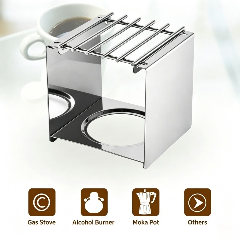 ステンレス製の正方形コーヒーストーブスタンド、モカポットやア - Camping Cooking Pot Stainless Steel のレビューと価格