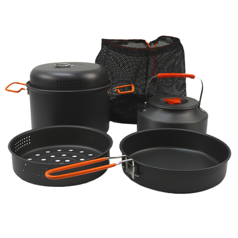 屋外調理器具セット、キャンプ調理鍋、ケトル、蒸し器、フライパ - Camping Cooking Kettle のレビューと価格