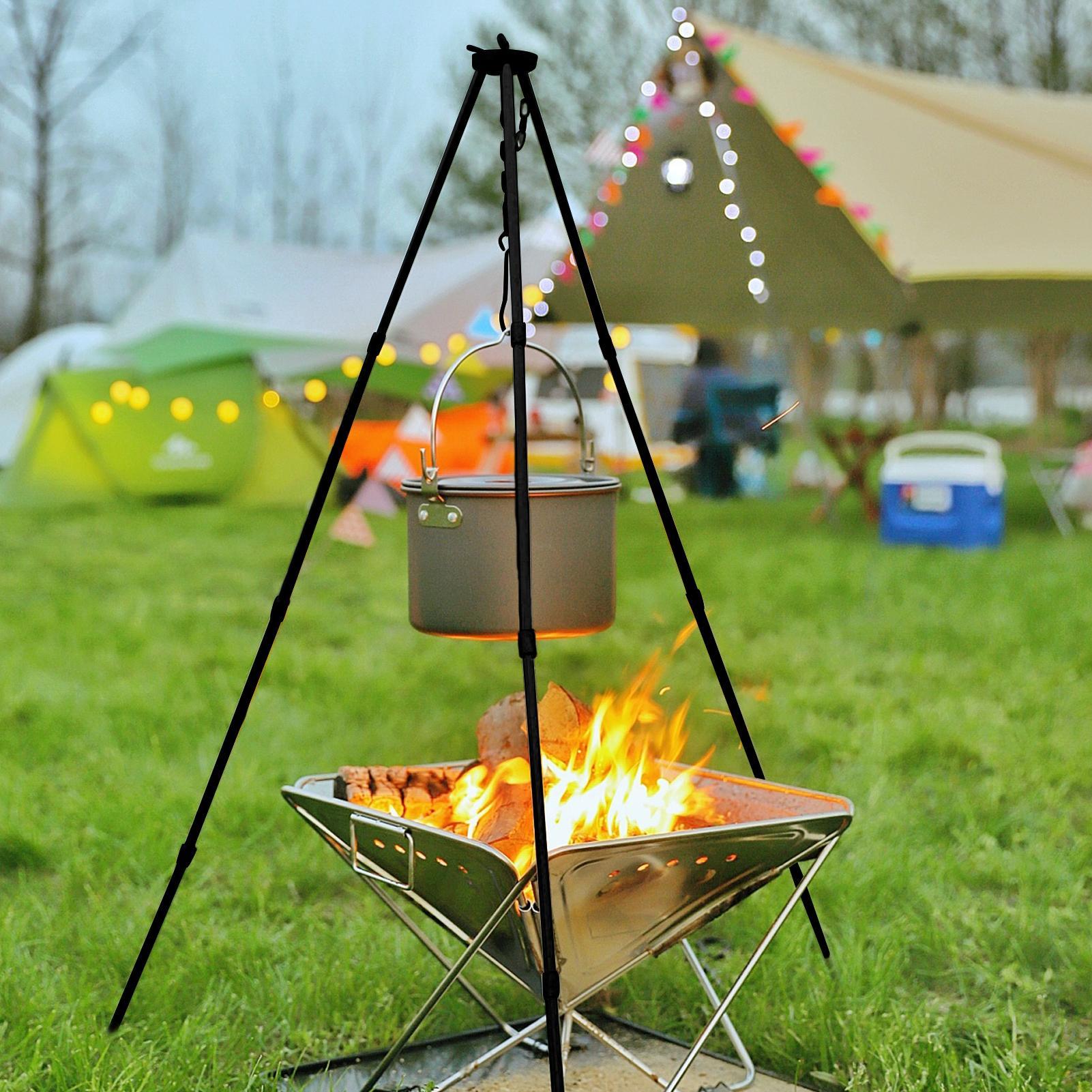 屋外大型焚き火台三脚ポータブルキャンプ焚き火調理鍋吊り下げ三 - Camping Cooking Pot Tripod のレビューと価格