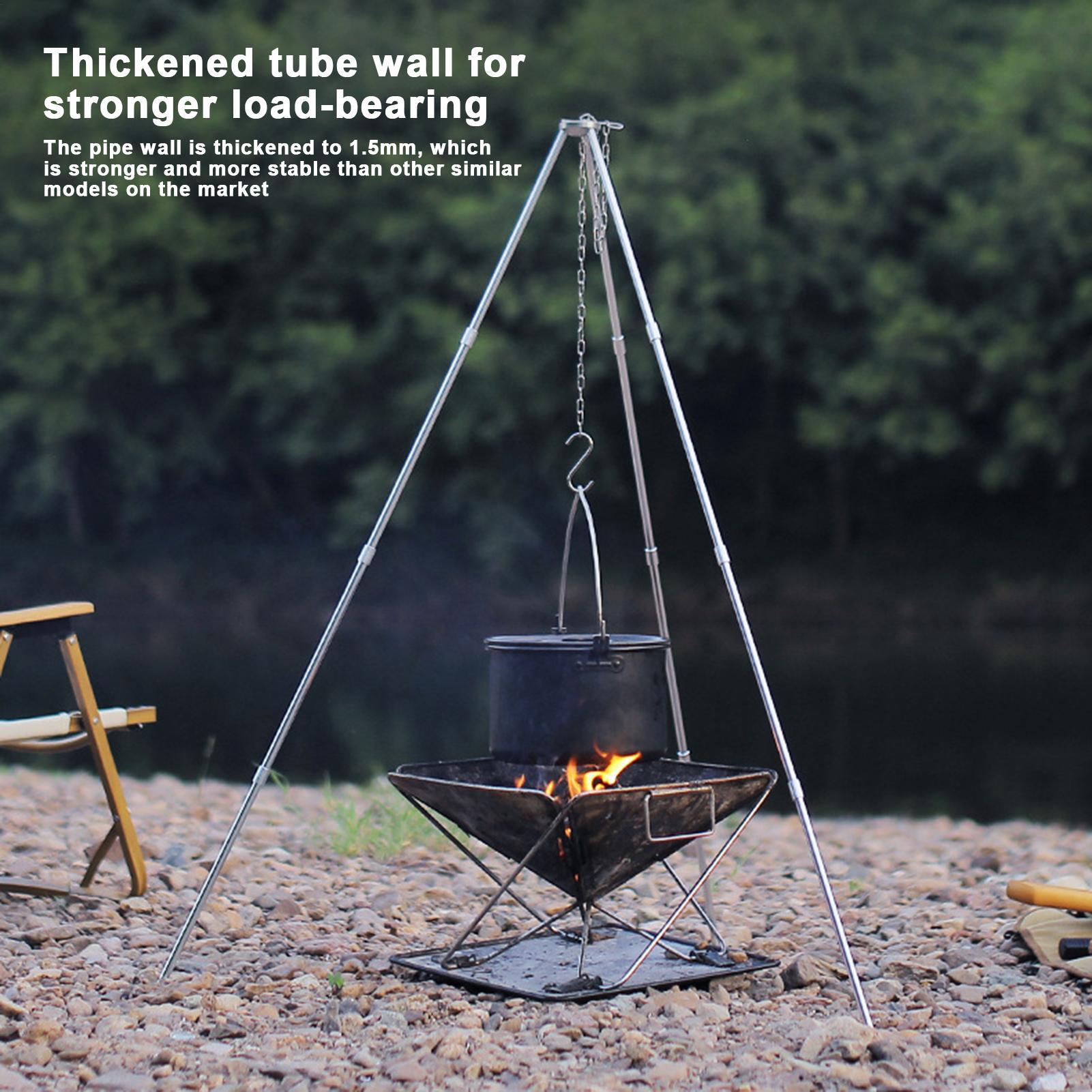 屋外大型焚き火台三脚ポータブルキャンプ焚き火調理鍋吊り下げ三 - Camping Cooking Pot Tripod のレビューと価格