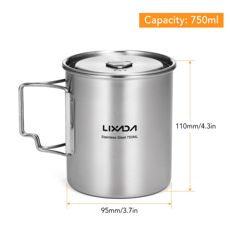 Lixada-折りたたみ式ハンドルと蓋付きステンレススチール - Camping Cooking Handle のレビューと価格