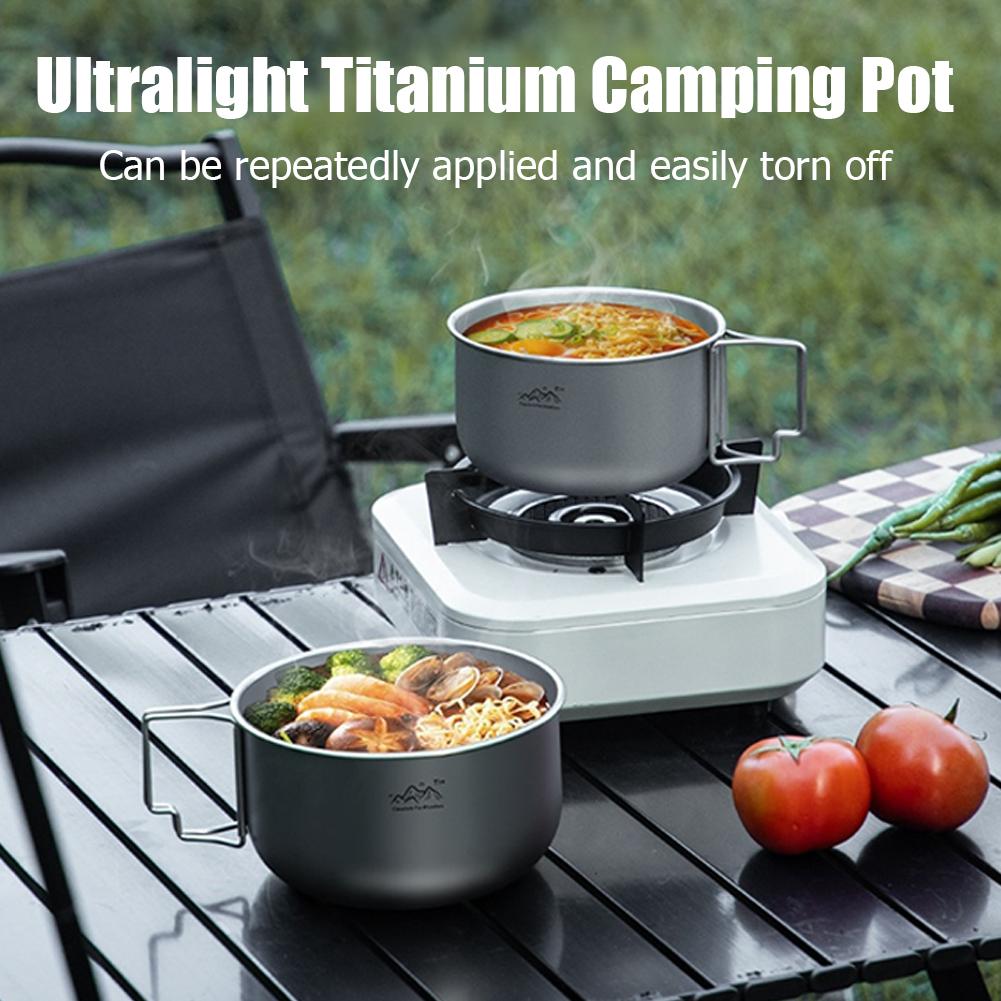 超軽量チタン製バックパッキング調理器具、持ち手付きポータブル - Camping Cooking Pot Stainless Steel のレビューと価格