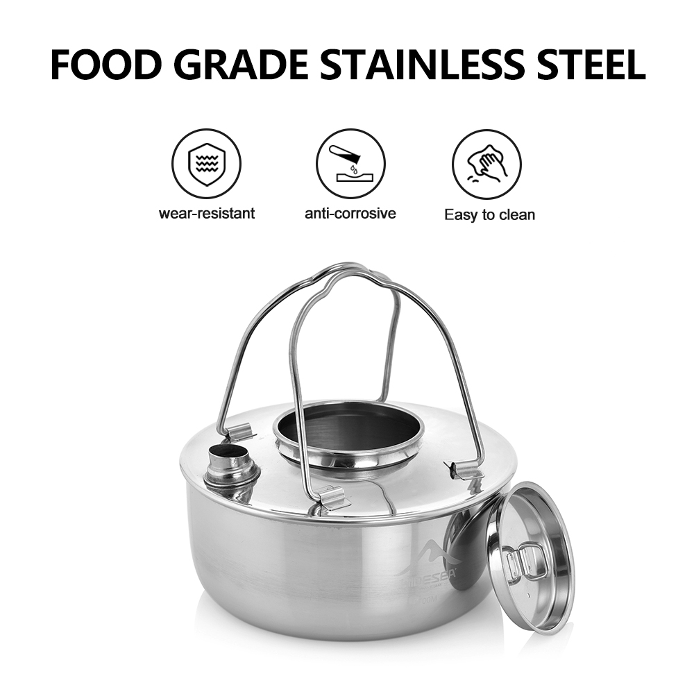 Wideea-ステンレス鋼のやかん、旅行の必需品、コーヒー調 - Camping Cooking Kettle のレビューと価格