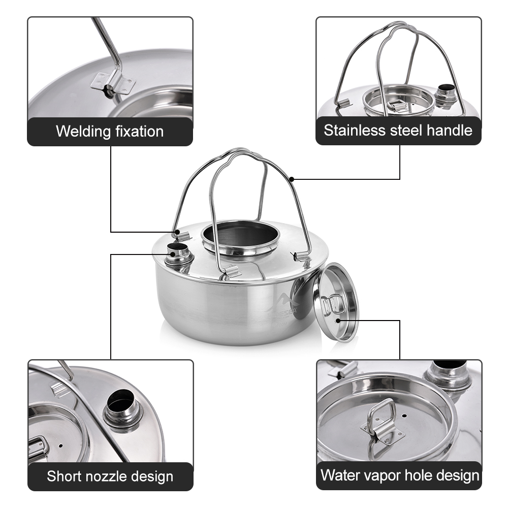 Wideea-ステンレス鋼のやかん、旅行の必需品、コーヒー調 - Camping Cooking Kettle のレビューと価格
