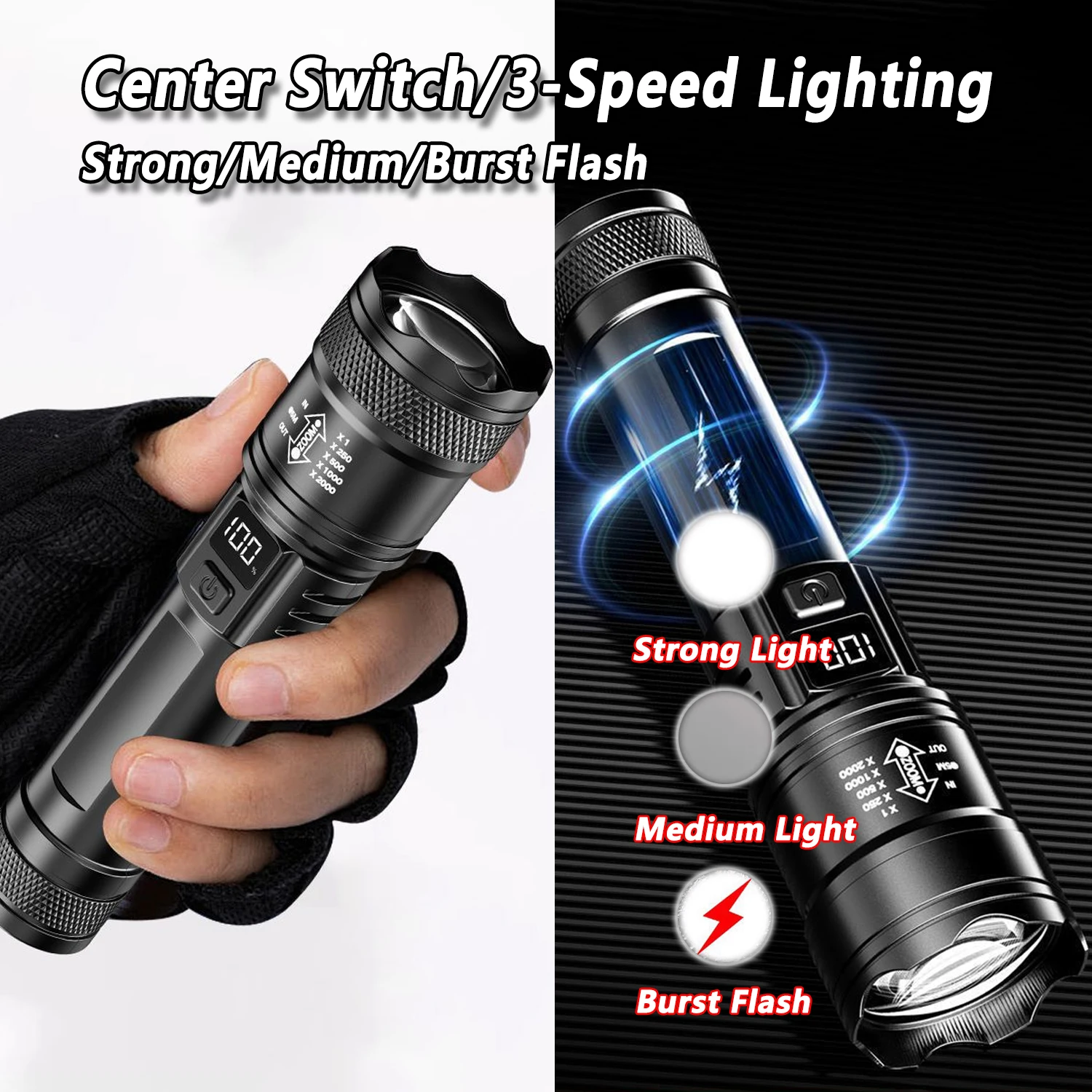 超高輝度 LED 懐中電灯 2000LM Type-C 充電 - Camping Cooking Fish のレビューと価格
