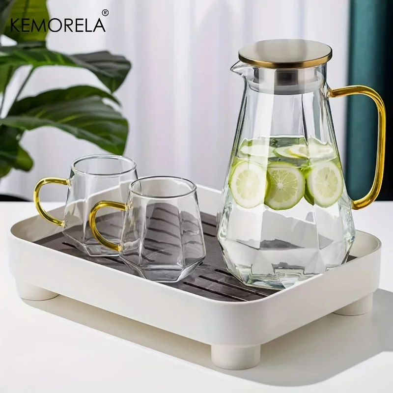 1 個ダイヤモンドテクスチャガラスティーポットセット温冷水ケ - Camping Cooking Kettle のレビューと価格