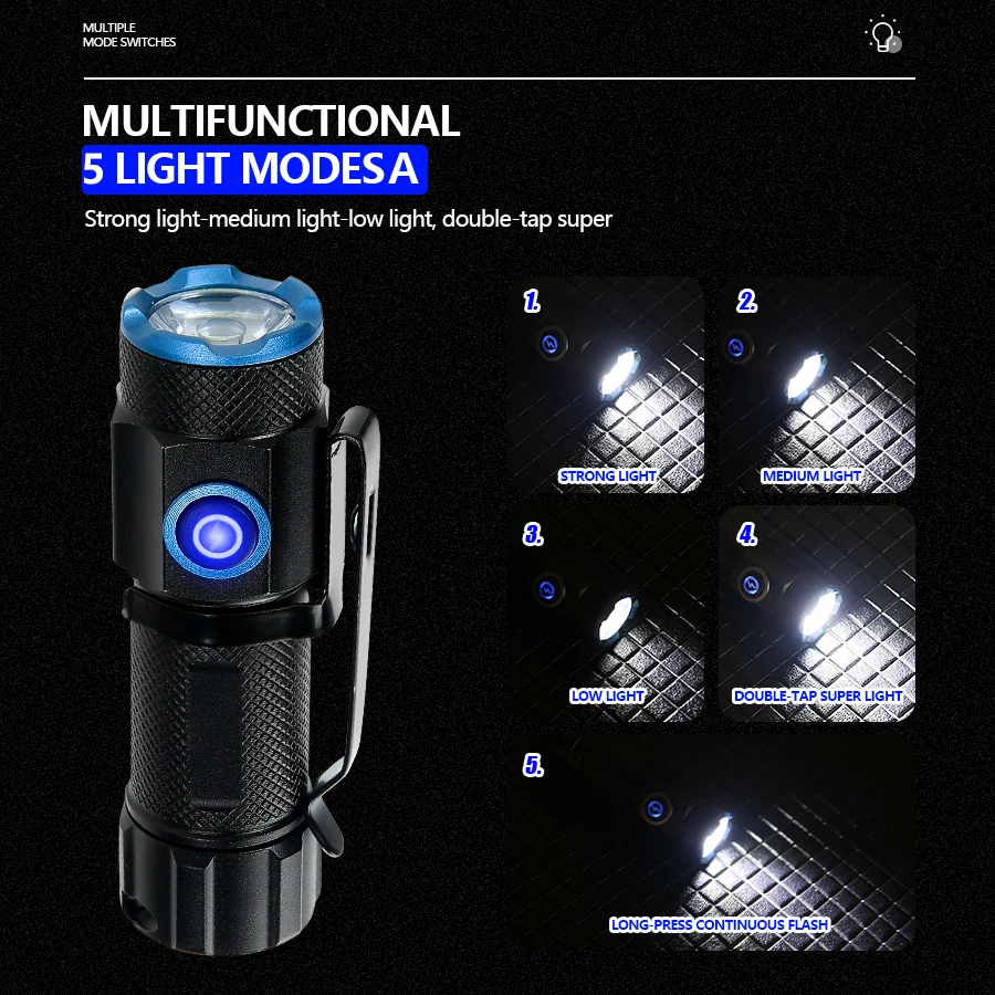 20 ワット超高輝度 P50 LED 懐中電灯ミニ充電式テー - Camping Cooking Fish のレビューと価格