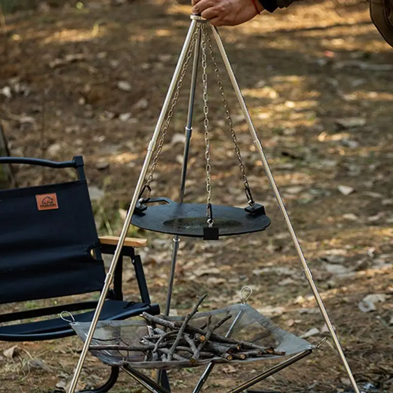 アルミ製キャンプ焚き火三脚、ポータブル三角形サポートスタンド - Camping Cooking Pot Tripod のレビューと価格