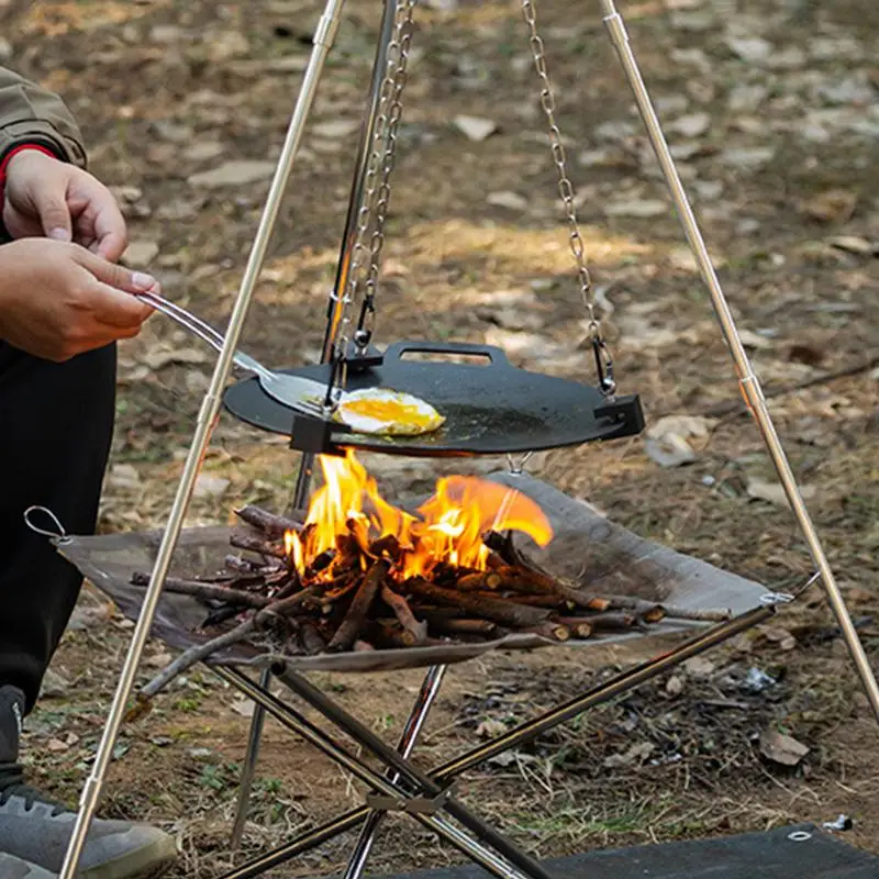 アルミ製キャンプ焚き火三脚、ポータブル三角形サポートスタンド - Camping Cooking Pot Tripod のレビューと価格