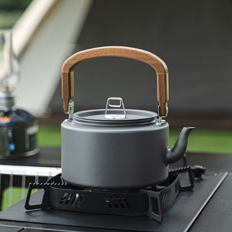 1.2L 軽量アルミニウム合金キャンプケトル 木製ハンドル付 - Camping Cooking Kettle のレビューと価格