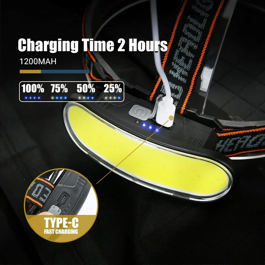 強力な COB LED ヘッドランプ Type-c 充電式ポ - Camping Cooking Fish のレビューと価格