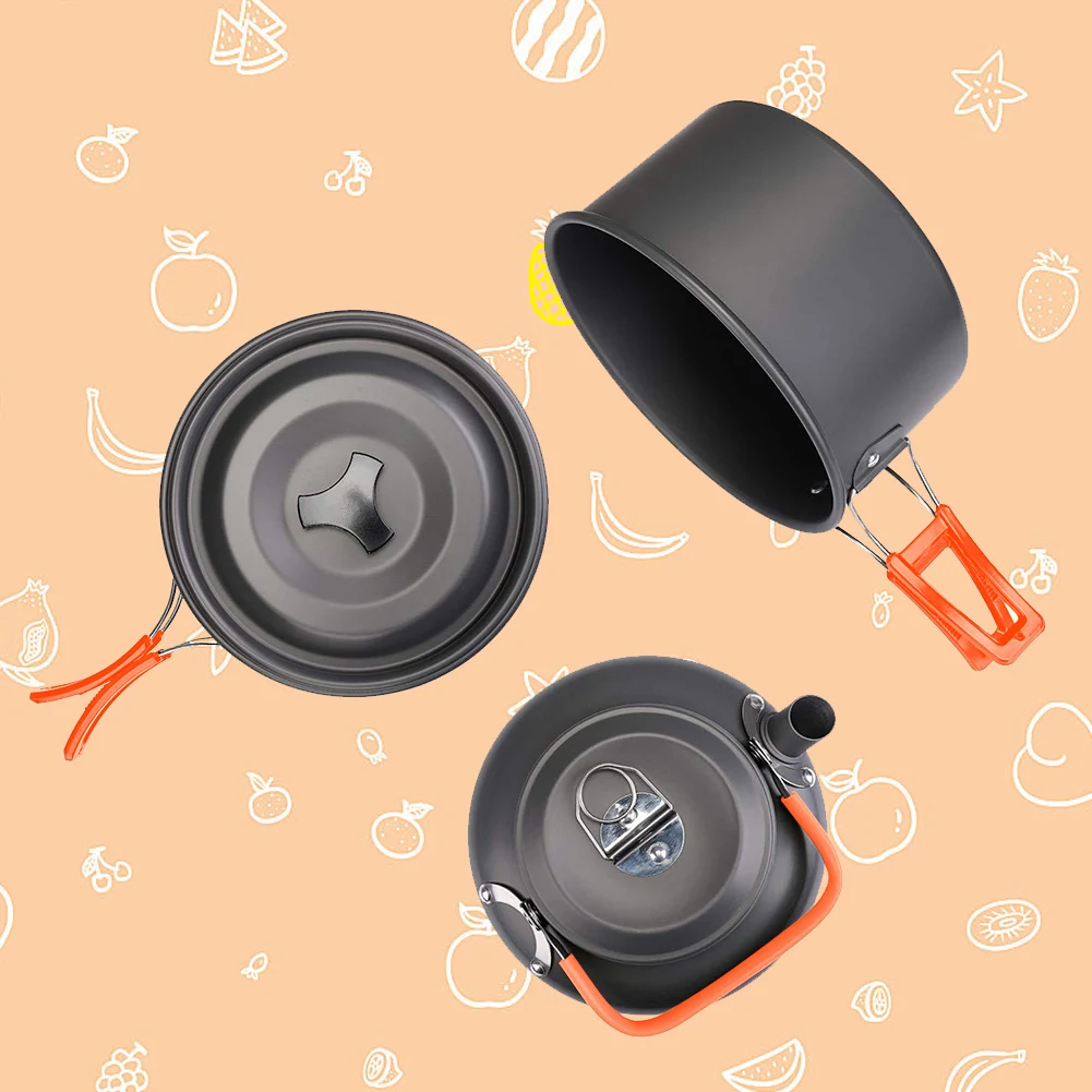 キャンプ調理器具キット ケトル ポット パン クックセット  - Camping Cooking Pot Stainless Steel のレビューと価格