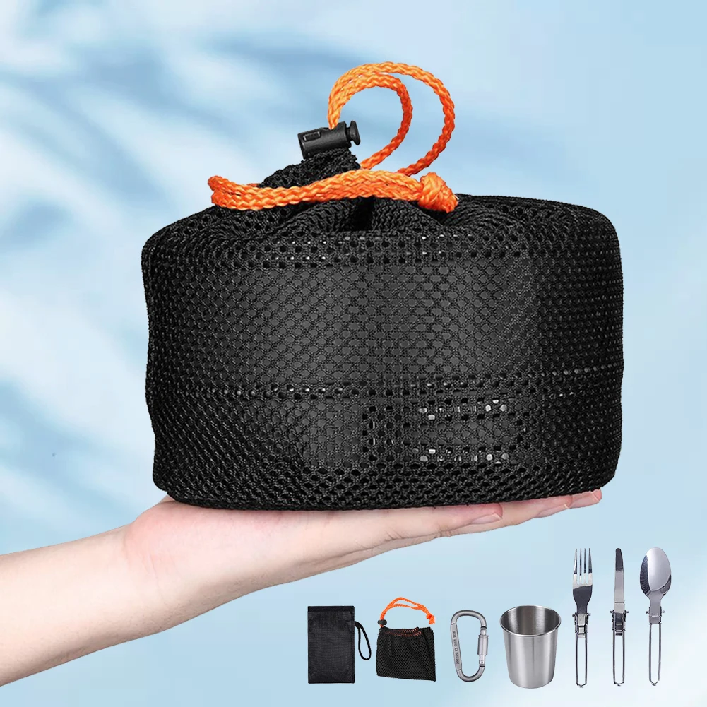 キャンプ調理器具キット ケトル ポット パン クックセット  - Camping Cooking Pot Stainless Steel のレビューと価格