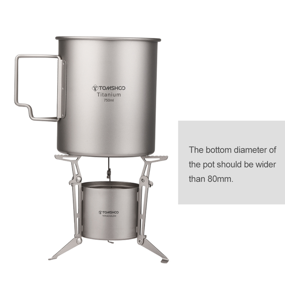 TOMSHOO Ti アルコールストーブと蓋 折りたたみ式脚 - Camping Cooking Pot With Lid のレビューと価格