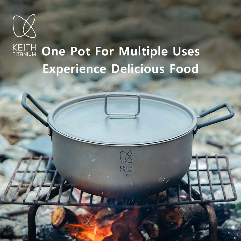 KEITH 1.8L 純チタン調理鍋 ポータブルキャンプ用ス - Camping Cooking Handle のレビューと価格