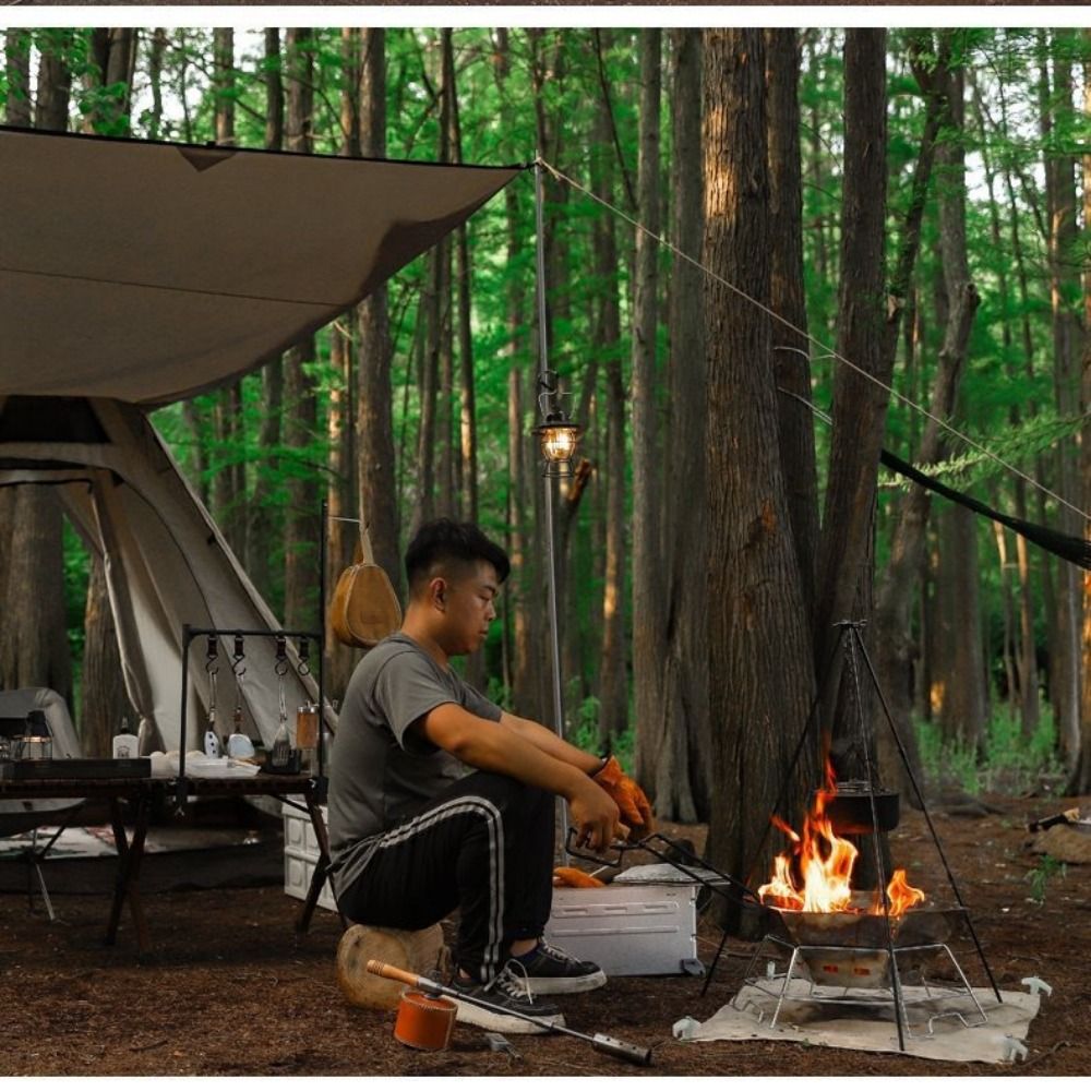 ポータブルキャンプ三脚、高さ調節可能、軽量キャンプファイヤー - Camping Cooking Pot Tripod のレビューと価格