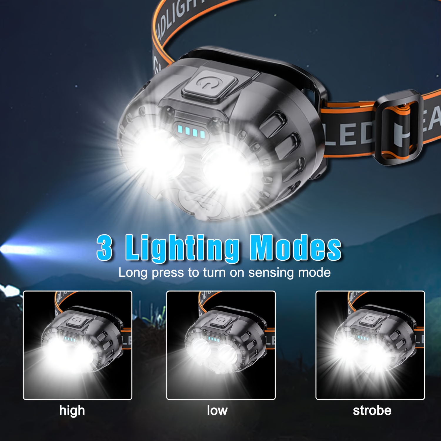 強力な LED 誘導ヘッドランプ IPX4 防水緊急ヘッド懐 - Camping Cooking Fish のレビューと価格